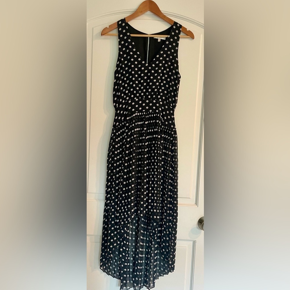 Lavender Brown Black Polka Dot Cocktail High-Low Dress